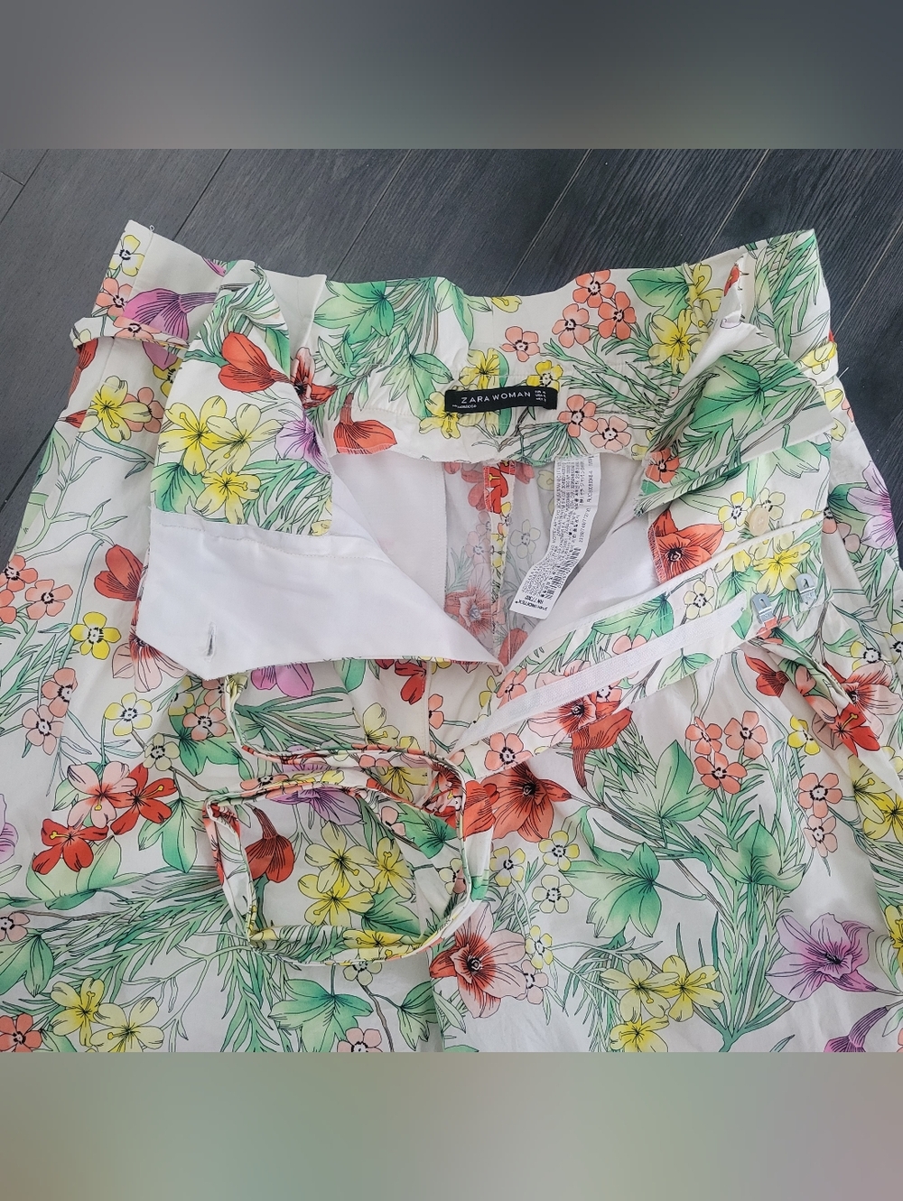 🎈ZARA Woman Wide-leg Floral High Waist Pants XL Spring Boho-chic - Picture 4 of 13